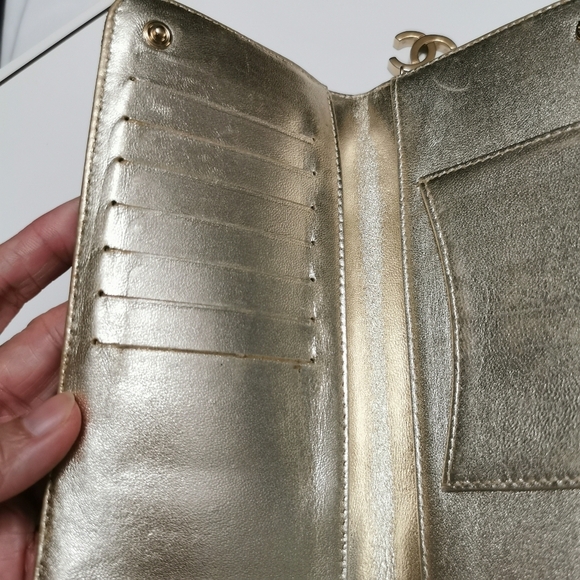 Authentic Chanel Vintage Denim Quilted 2.55 Long Flap Wallet Gold CC Rare Y2K - Picture 10 of 15